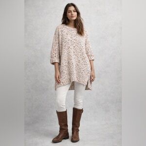 Lou & Grey Oversized Cozy Confetti Knit Sweater XS/S Cream